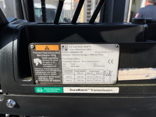 HYSTER MODELO H4.0FT-5 SERIE NRO.S005B02117M, 2014 - Imagen 12