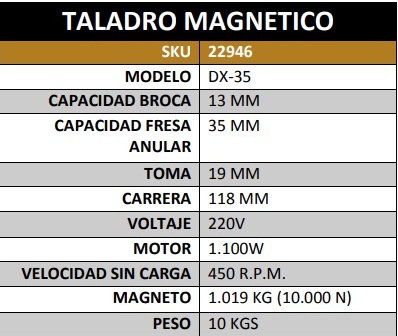 TALADRO CON BASE MAGNÉTICA MARCA TOS TIMEMASTER MODELO DX-35 - Imagen 2