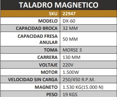 TALADRO CON BASE MAGNÉTICA MARCA TOS TIMEMASTER MODELO DX-60 - Imagen 14